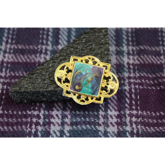 Enamel swirl Gold-tone Pin - Picture 3 of 6